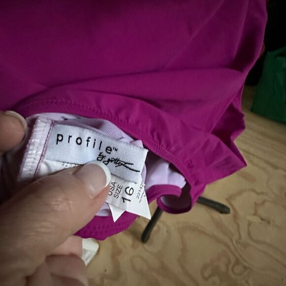 Profile Purple One-Shoulder Ruffle Swimsuit - Picture 4 of 5